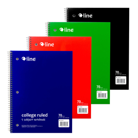 C-LINE PRODUCTS 1-Subject Notebook College Ruled, Assorted, PK24 22035-CT